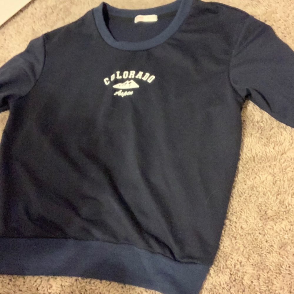 Dark blue crew neck, worn once